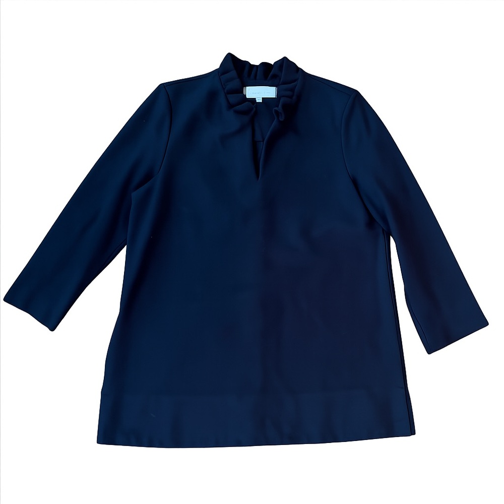 Tuckernuck Black Ruffle Neck Tunic Top